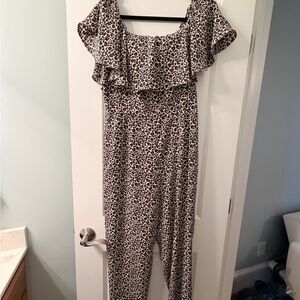 NWT Sugarlips Leopard Print Off-Shoulder Jumpsuit